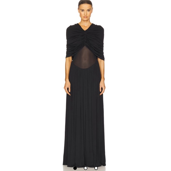 black helsa dress Black Slinky Ruched Wrap Neckline Dress